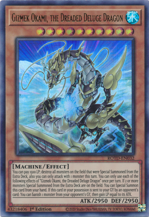 Gizmek Okami, the Dreaded Deluge Dragon [ROTD-EN032] Ultra Rare | Jomio and Rueliete's Cards and Comics