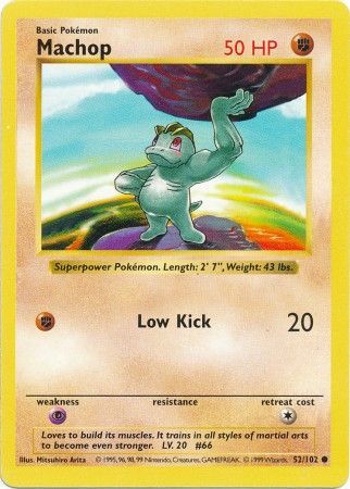 Machop (52/102) [Base Set Shadowless Unlimited] | Jomio and Rueliete's Cards and Comics