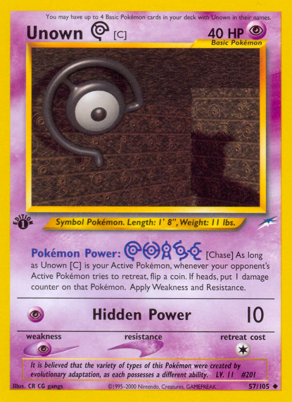 Unown [C] (57/105) [Neo Destiny 1st Edition] | Jomio and Rueliete's Cards and Comics