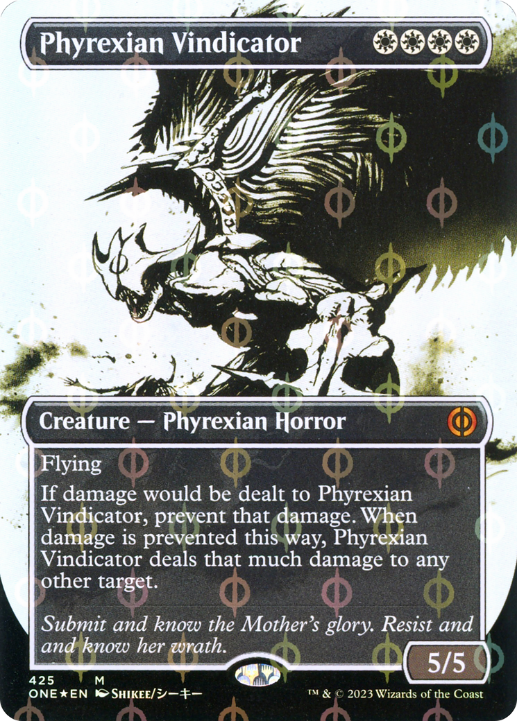 Phyrexian Vindicator (Borderless Ichor Step-and-Compleat Foil) [Phyrexia: All Will Be One] | Jomio and Rueliete's Cards and Comics