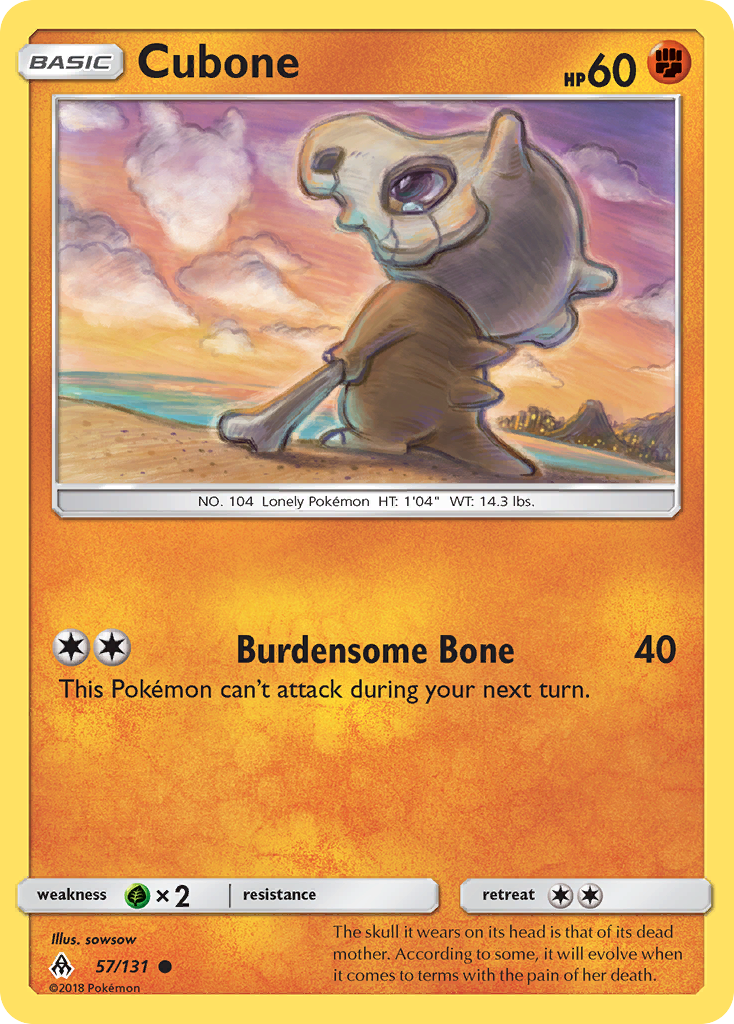 Cubone (57/131) [Sun & Moon: Forbidden Light] | Jomio and Rueliete's Cards and Comics