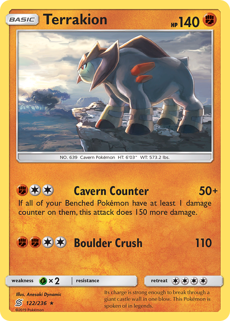 Terrakion (122/236) [Sun & Moon: Unified Minds] | Jomio and Rueliete's Cards and Comics