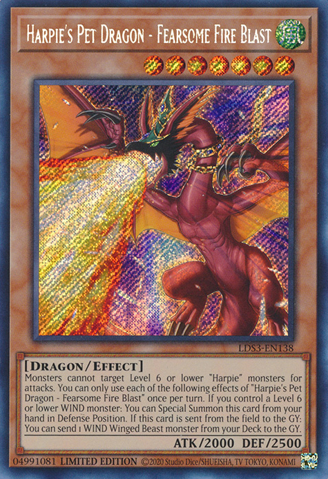 Harpie's Pet Dragon - Fearsome Fire Blast [LDS3-EN138] Secret Rare | Jomio and Rueliete's Cards and Comics