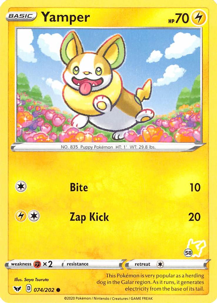 Yamper (074/202) (Pikachu Stamp #58) [Battle Academy 2022] | Jomio and Rueliete's Cards and Comics