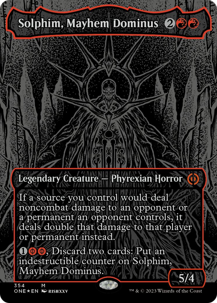 Solphim, Mayhem Dominus (Oil Slick Raised Foil) [Phyrexia: All Will Be One] | Jomio and Rueliete's Cards and Comics