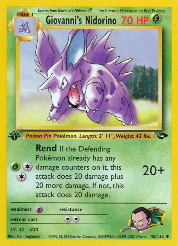 Giovanni's Nidorino (45/132) [Gym Challenge 1st Edition] | Jomio and Rueliete's Cards and Comics