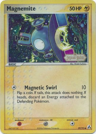 Magnemite (59/92) (Stamped) [EX: Legend Maker] | Jomio and Rueliete's Cards and Comics