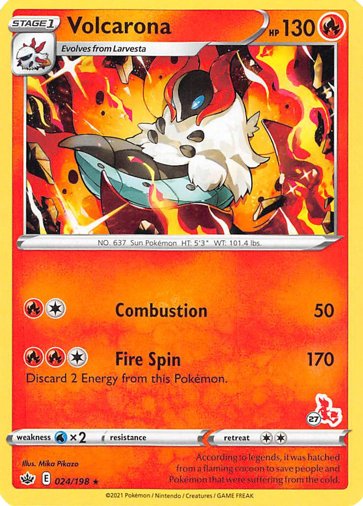 Volcarona (24/198) (Cinderace Stamp #27) [Battle Academy 2022] | Jomio and Rueliete's Cards and Comics