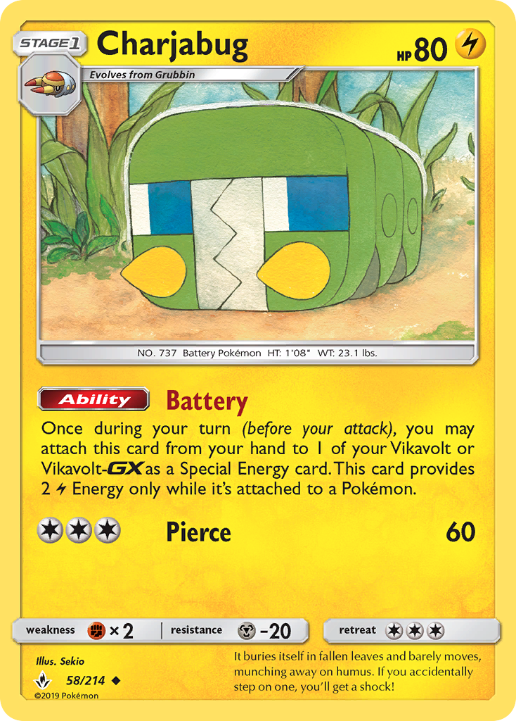 Charjabug (58/214) [Sun & Moon: Unbroken Bonds] | Jomio and Rueliete's Cards and Comics