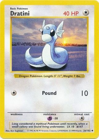 Dratini (26/102) [Base Set Shadowless Unlimited] | Jomio and Rueliete's Cards and Comics