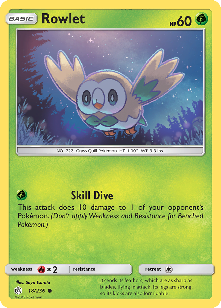 Rowlet (18/236) [Sun & Moon: Cosmic Eclipse] | Jomio and Rueliete's Cards and Comics