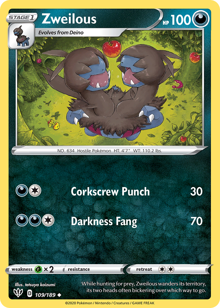 Zweilous (109/189) [Sword & Shield: Darkness Ablaze] | Jomio and Rueliete's Cards and Comics