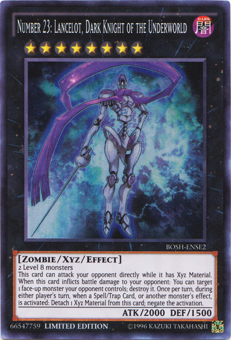 Number 23: Lancelot, Dark Knight of the Underworld [BOSH-ENSE2] Super Rare | Jomio and Rueliete's Cards and Comics
