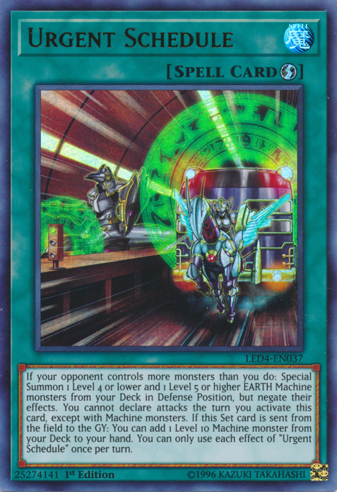 Urgent Schedule [LED4-EN037] Ultra Rare | Jomio and Rueliete's Cards and Comics