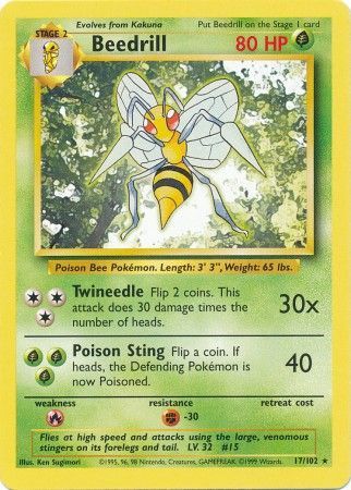 Beedrill (17/102) [Base Set Unlimited] | Jomio and Rueliete's Cards and Comics