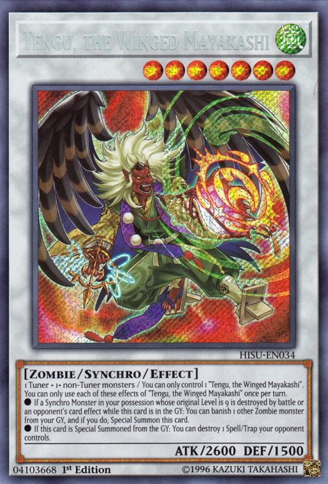 Tengu, the Winged Mayakashi [HISU-EN034] Secret Rare | Jomio and Rueliete's Cards and Comics