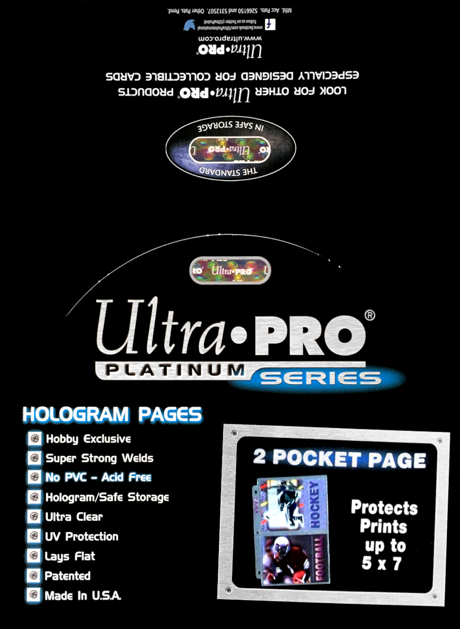Ultra PRO: Platinum Hologram 2-Pocket Pages - 3-Holes (5" x 7" / 100-Pack) | Jomio and Rueliete's Cards and Comics