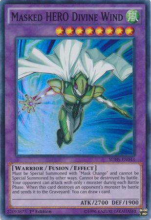 Masked HERO Divine Wind [SDHS-EN043] Super Rare | Jomio and Rueliete's Cards and Comics