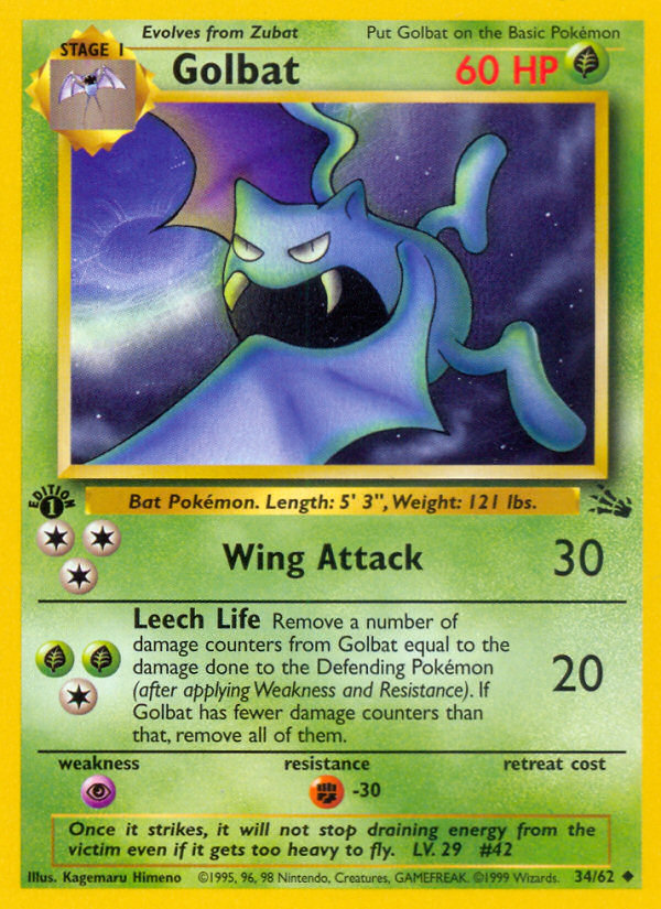 Golbat (34/62) [Fossil 1st Edition] | Jomio and Rueliete's Cards and Comics