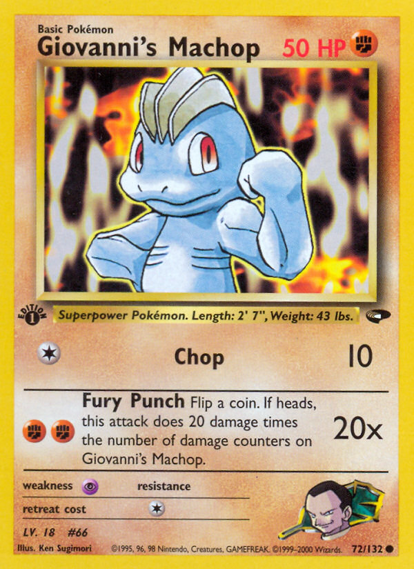 Giovanni's Machop (72/132) [Gym Challenge 1st Edition] | Jomio and Rueliete's Cards and Comics