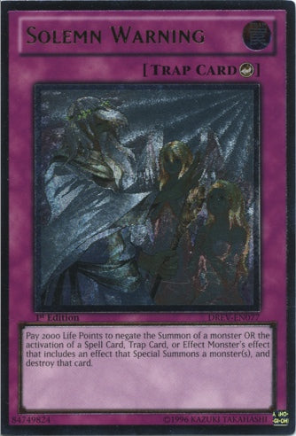 Solemn Warning (UTR) [DREV-EN077] Ultimate Rare | Jomio and Rueliete's Cards and Comics