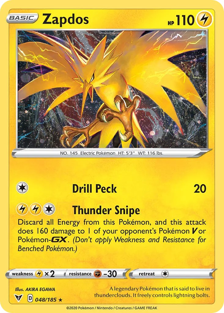 Zapdos (048/185) (Cosmos Holo) [Sword & Shield: Vivid Voltage] | Jomio and Rueliete's Cards and Comics