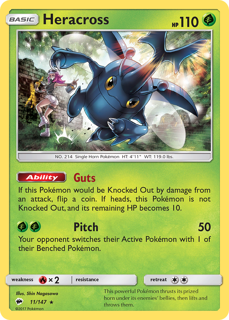 Heracross (11/147) [Sun & Moon: Burning Shadows] | Jomio and Rueliete's Cards and Comics