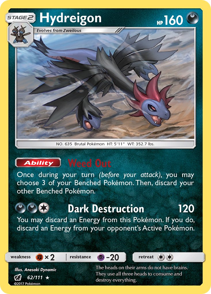 Hydreigon (62/111) (Cracked Ice Holo) (Theme Deck Exclusive) [Sun & Moon: Crimson Invasion] | Jomio and Rueliete's Cards and Comics