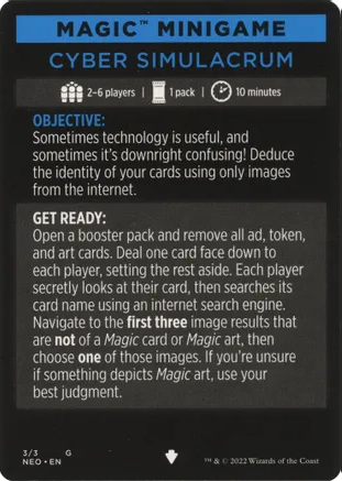 Cyber Simulacrum (Magic Minigame) [Kamigawa: Neon Dynasty Minigame] | Jomio and Rueliete's Cards and Comics