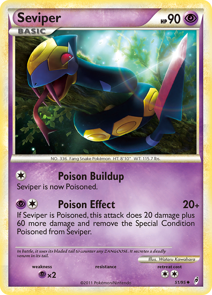 Seviper (51/95) [HeartGold & SoulSilver: Call of Legends] | Jomio and Rueliete's Cards and Comics