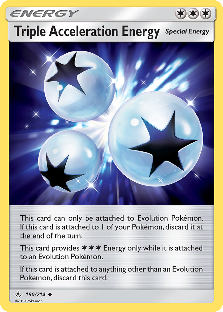 Triple Acceleration Energy (190/214) [Sun & Moon: Unbroken Bonds] | Jomio and Rueliete's Cards and Comics