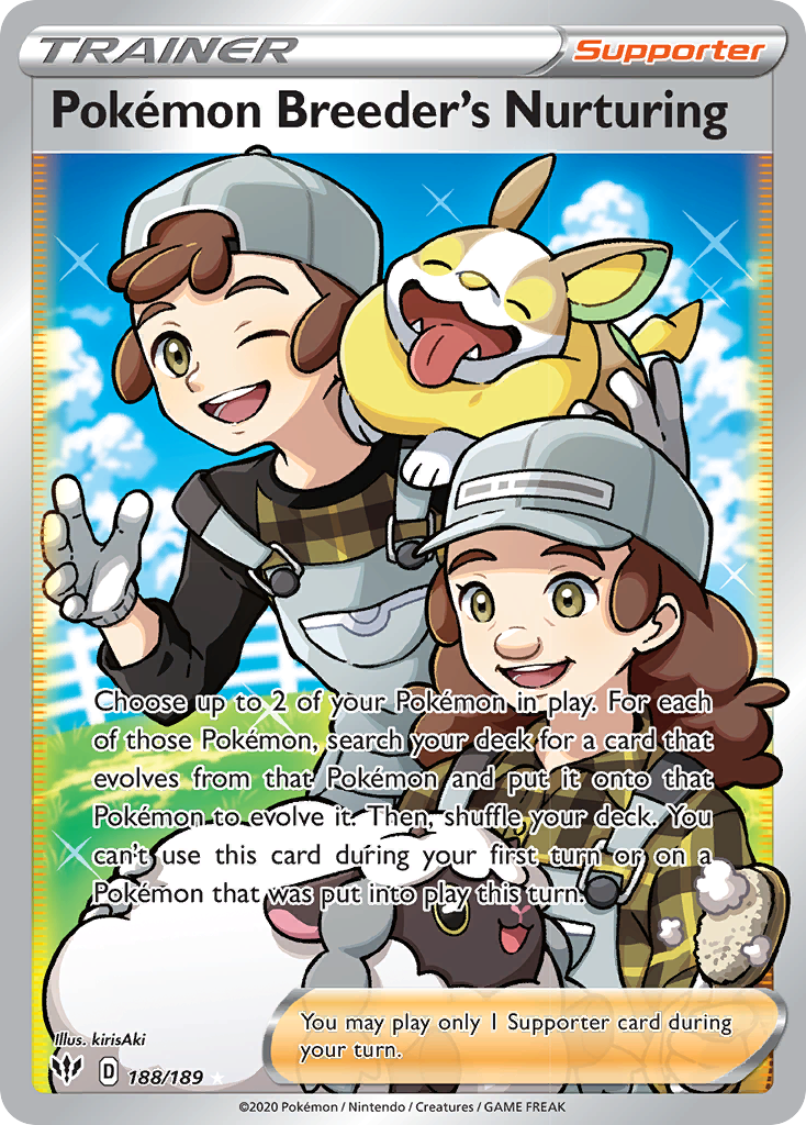 Pokemon Breeder's Nurturing (188/189) [Sword & Shield: Darkness Ablaze] | Jomio and Rueliete's Cards and Comics