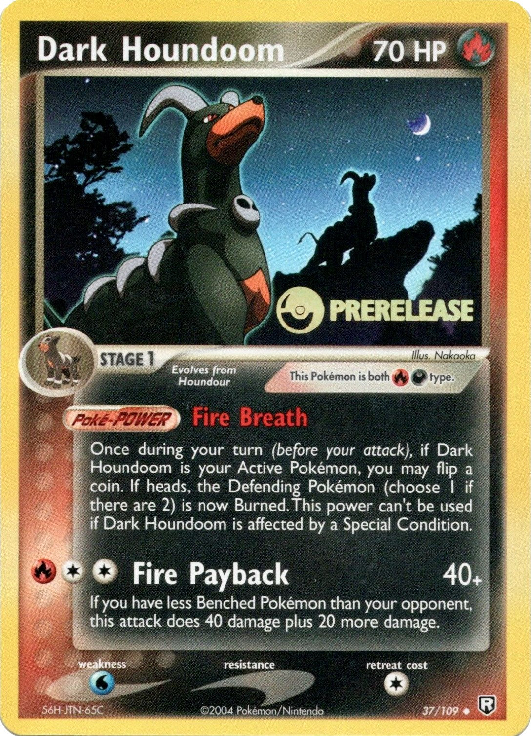 Dark Houndoom (37/109) (Prerelease Promo) [EX: Team Rocket Returns] | Jomio and Rueliete's Cards and Comics