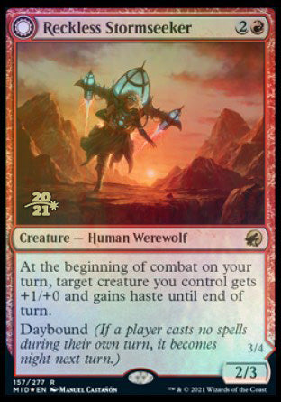 Reckless Stormseeker // Storm-Charged Slasher [Innistrad: Midnight Hunt Prerelease Promos] | Jomio and Rueliete's Cards and Comics