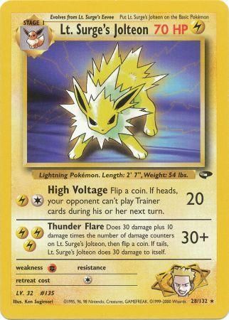 Lt. Surge's Jolteon (28/132) [Gym Challenge Unlimited] | Jomio and Rueliete's Cards and Comics