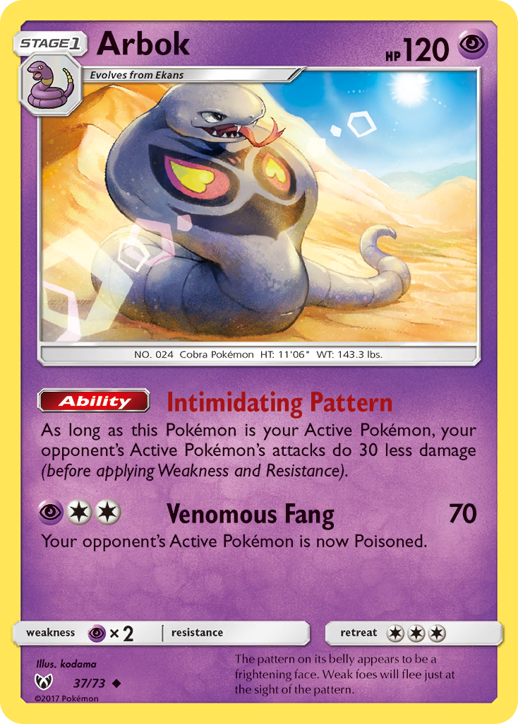 Arbok (37/73) [Sun & Moon: Shining Legends] | Jomio and Rueliete's Cards and Comics