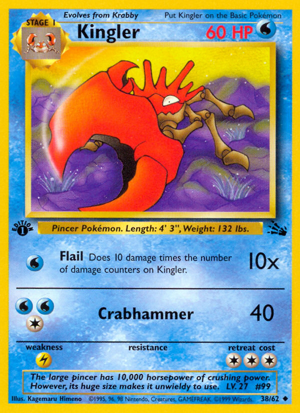 Kingler (38/62) [Fossil 1st Edition] | Jomio and Rueliete's Cards and Comics