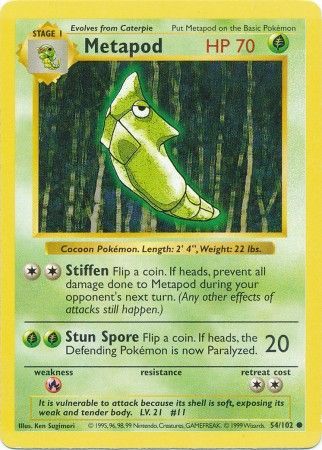Metapod (54/102) [Base Set Shadowless Unlimited] | Jomio and Rueliete's Cards and Comics