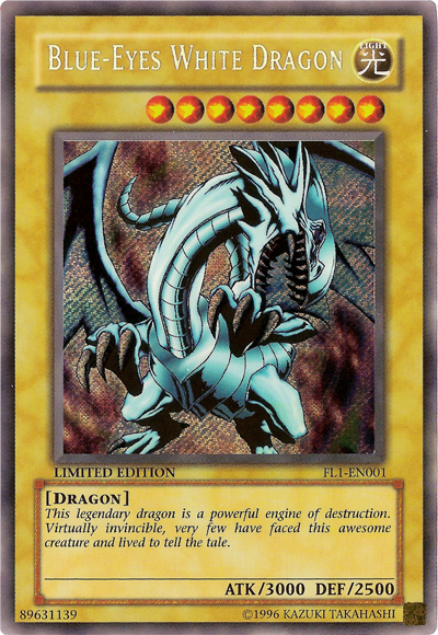 Blue-Eyes White Dragon [FL1-EN001] Secret Rare | Jomio and Rueliete's Cards and Comics