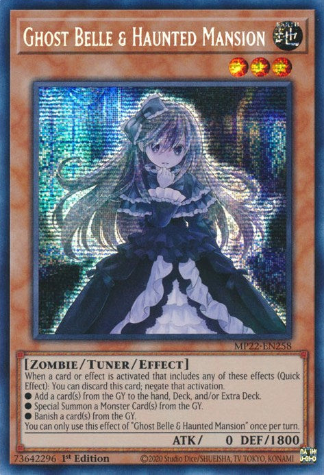 Ghost Belle & Haunted Mansion [MP22-EN258] Prismatic Secret Rare | Jomio and Rueliete's Cards and Comics