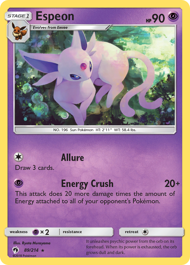 Espeon (89/214) [Sun & Moon: Lost Thunder] | Jomio and Rueliete's Cards and Comics