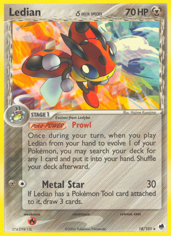 Ledian (18/101) (Delta Species) [EX: Dragon Frontiers] | Jomio and Rueliete's Cards and Comics