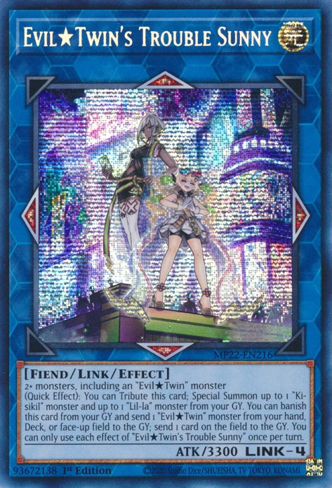 Evil Twin's Trouble Sunny [MP22-EN216] Prismatic Secret Rare | Jomio and Rueliete's Cards and Comics