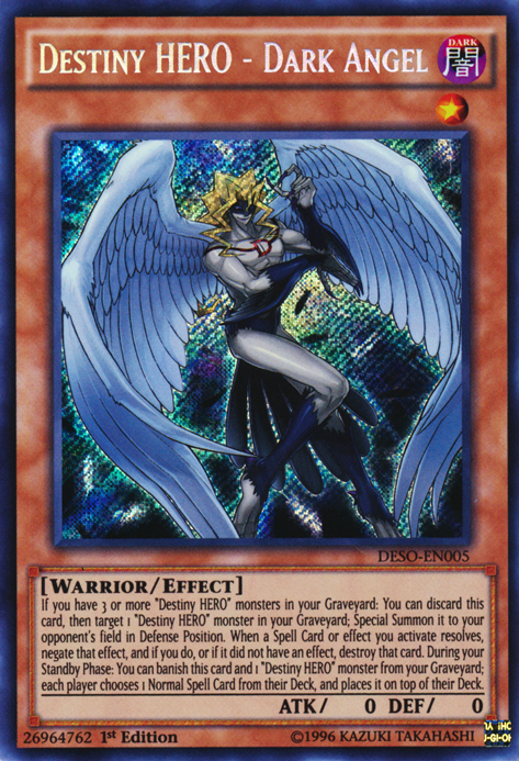 Destiny HERO - Dark Angel [DESO-EN005] Secret Rare | Jomio and Rueliete's Cards and Comics