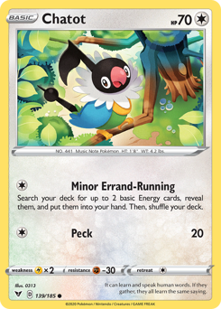 Chatot (139/185) [Sword & Shield: Vivid Voltage] | Jomio and Rueliete's Cards and Comics