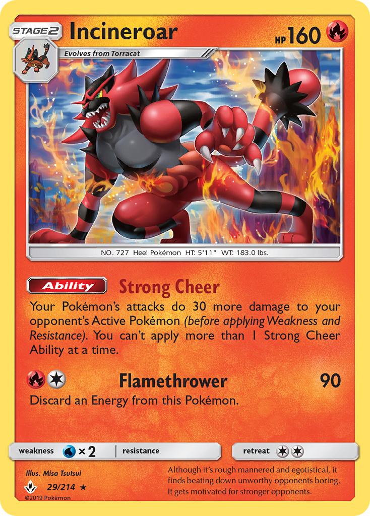 Incineroar (29/214) [Sun & Moon: Unbroken Bonds] | Jomio and Rueliete's Cards and Comics