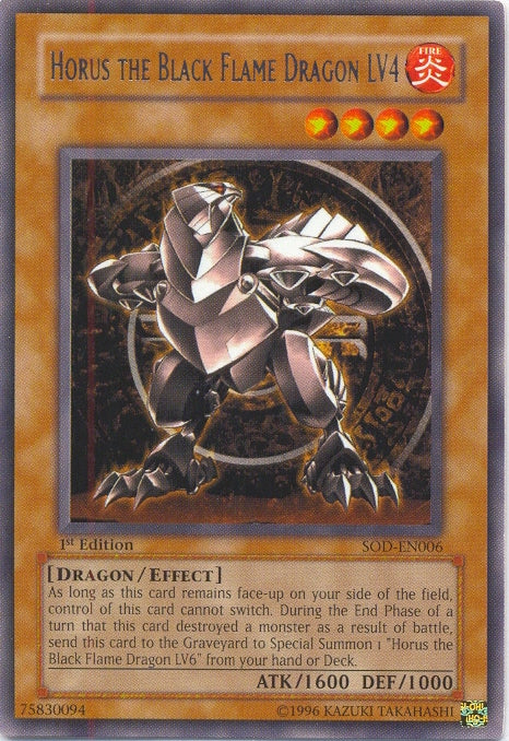 Horus The Black Flame Dragon LV4 [SOD-EN006] Rare | Jomio and Rueliete's Cards and Comics