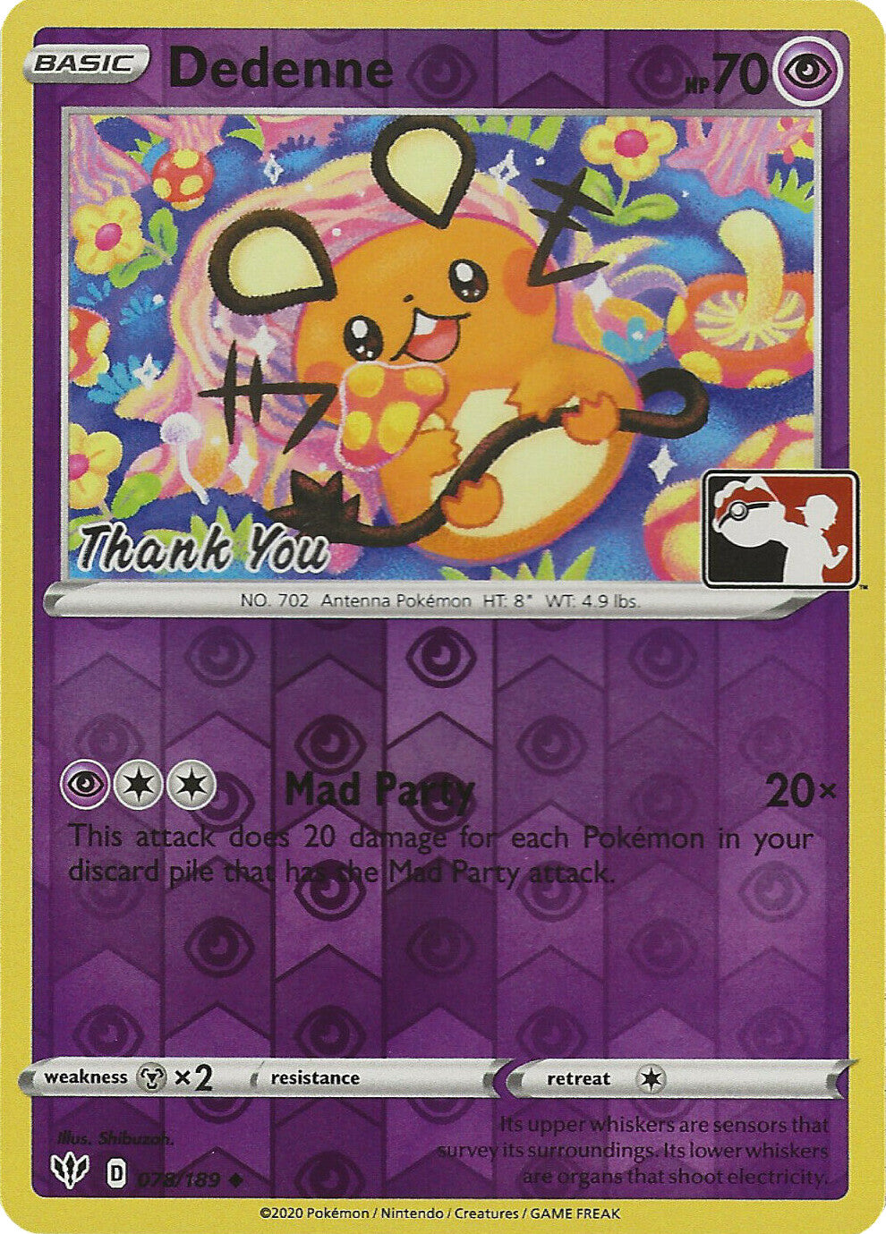 Dedenne (078/189) (Thank You Promo) [Sword & Shield: Darkness Ablaze] | Jomio and Rueliete's Cards and Comics