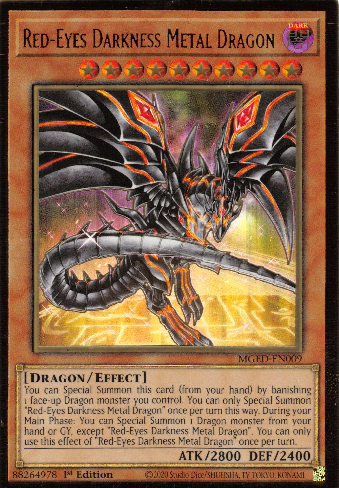 Red-Eyes Darkness Metal Dragon (Alternate Art) [MGED-EN009] Gold Rare | Jomio and Rueliete's Cards and Comics