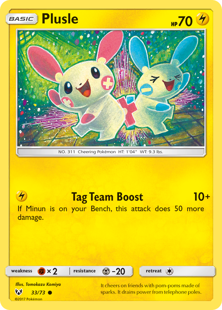 Plusle (33/73) [Sun & Moon: Shining Legends] | Jomio and Rueliete's Cards and Comics